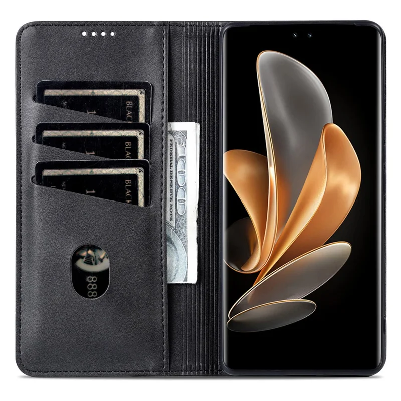 AZNS For Huawei nova 13 Pro 5G Case Cowhide Texture PU Leather Wallet Phone Cover - Black