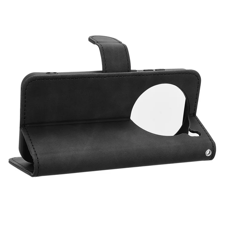 Capa de couro para vivo X200 5G, com sensação de pele, anti-queda e carteira com flip cover - Preto