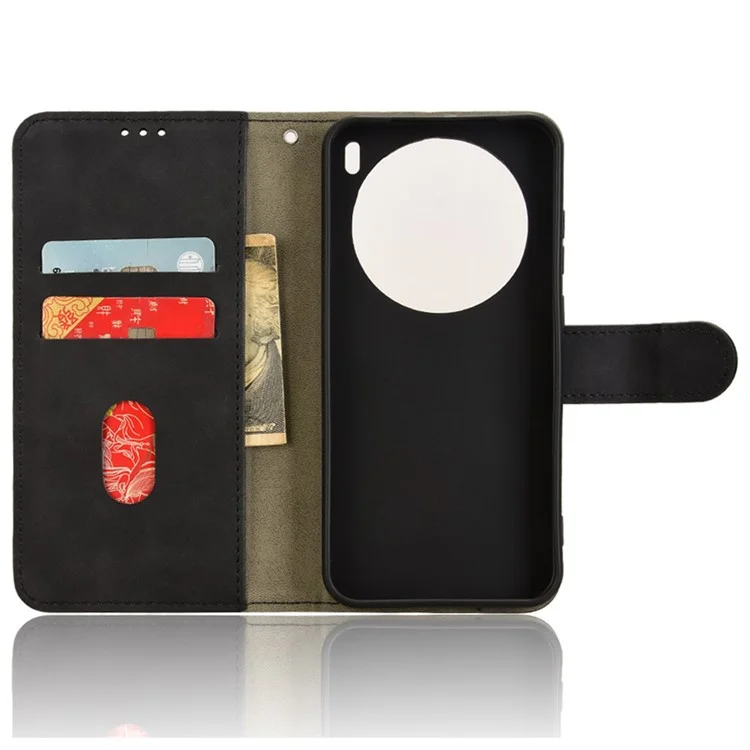 Capa de couro para vivo X200 5G, com sensação de pele, anti-queda e carteira com flip cover - Preto