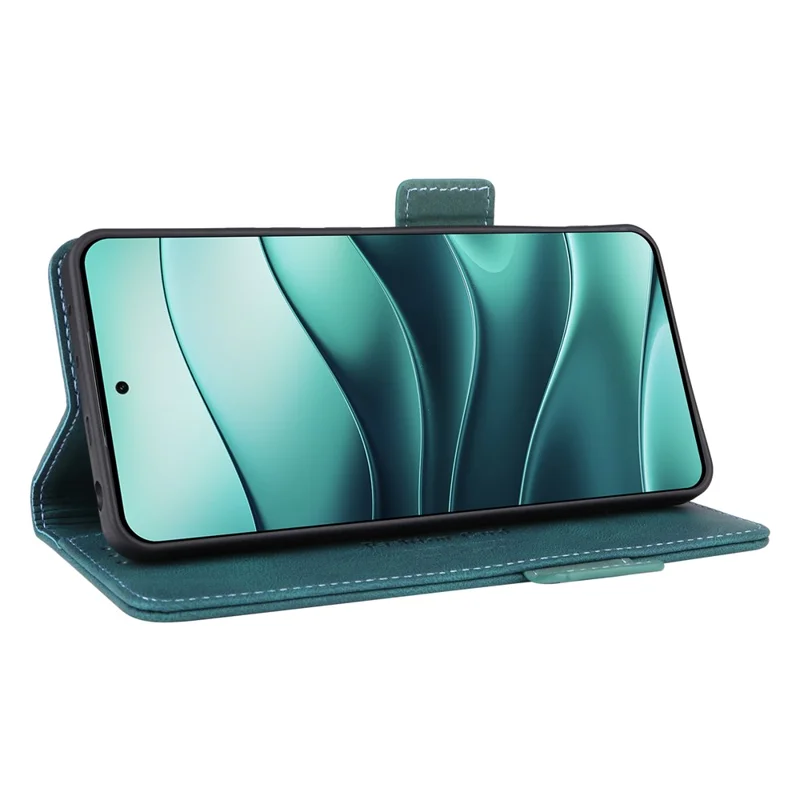 Custodia in pelle per Xiaomi Redmi Note 14 4G, cover a portafoglio con chiusura a flip e decorazioni in metallo - Blu