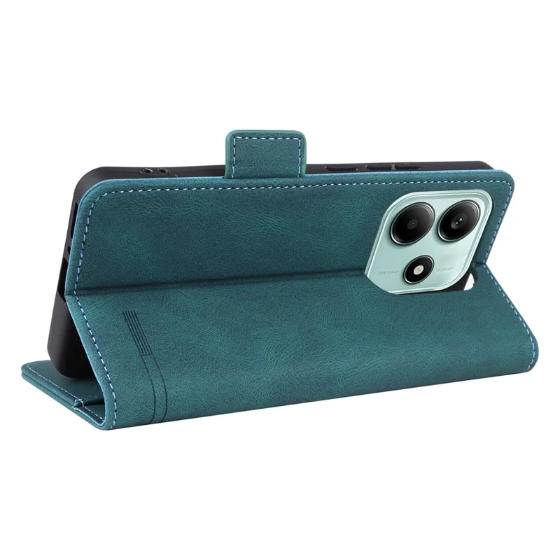 Custodia in pelle per Xiaomi Redmi Note 14 4G, cover a portafoglio con chiusura a flip e decorazioni in metallo - Blu