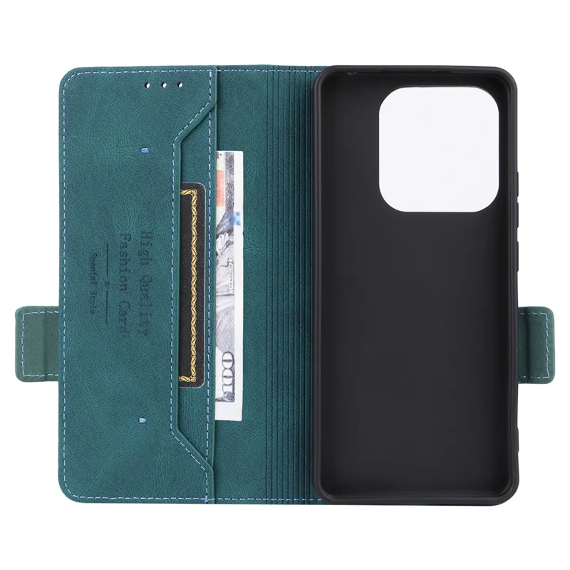 Custodia in pelle per Xiaomi Redmi Note 14 4G, cover a portafoglio con chiusura a flip e decorazioni in metallo - Blu