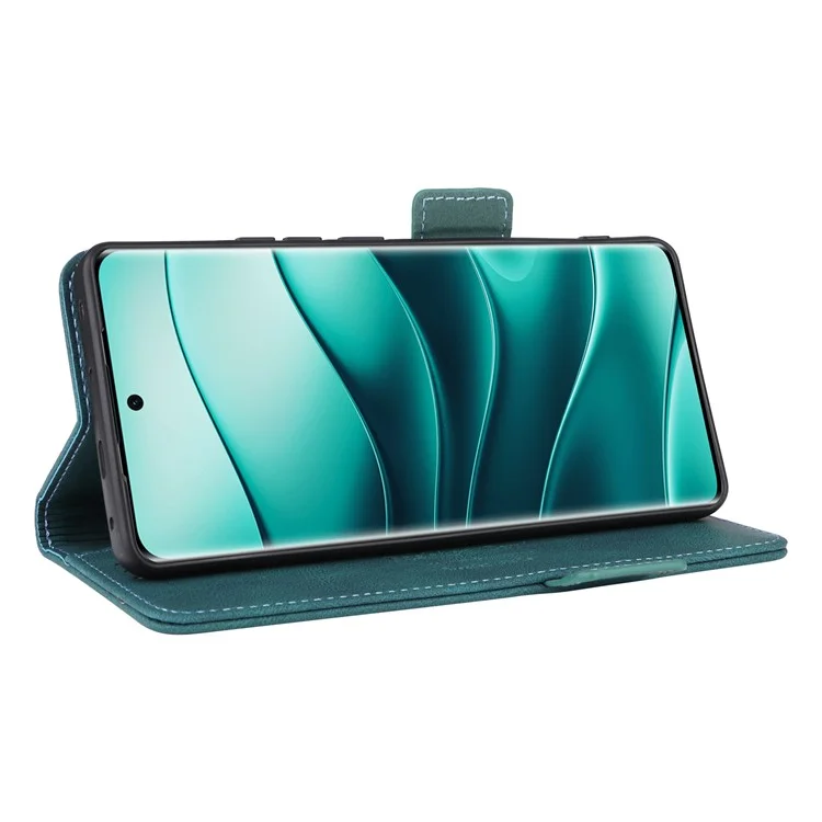 Funda de cuero tipo billetera con tapa y decoración metálica para Xiaomi Redmi Note 14 Pro 4G - Azul