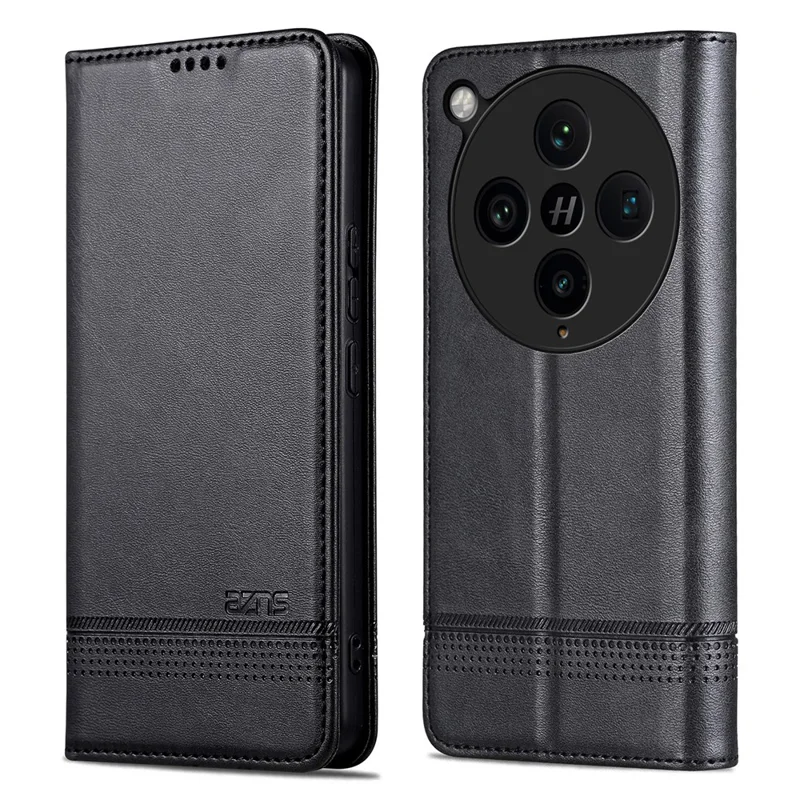 AZNS til Oppo Find X8 Pro 5G hylster med kuets struktur i PU-læder, wallet hylster til telefon - Sort