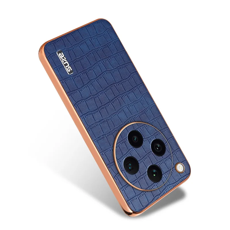 AZNS For Oppo Find X8 Pro 5G Case Electroplating Crocodile Texture PU+TPU Phone Cover - Blue