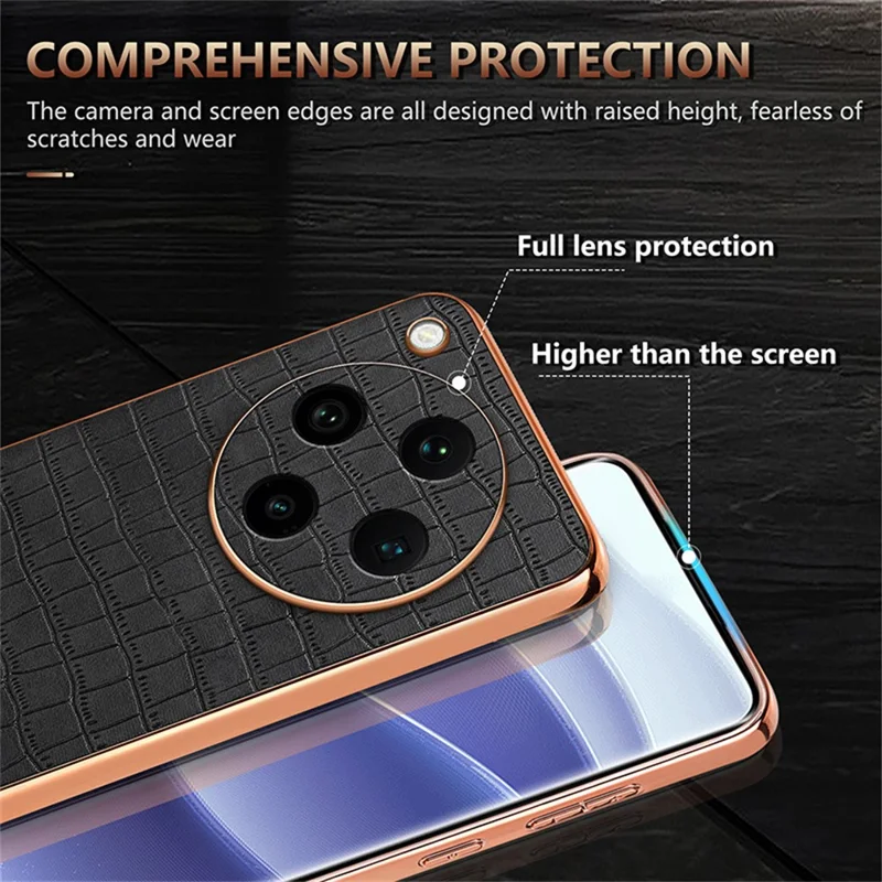 AZNS For Oppo Find X8 Pro 5G Case Electroplating Crocodile Texture PU+TPU Phone Cover - Blue