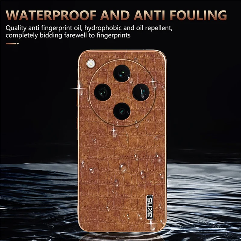 AZNS For Oppo Find X8 Pro 5G Case Electroplating Crocodile Texture PU+TPU Phone Cover - Blue