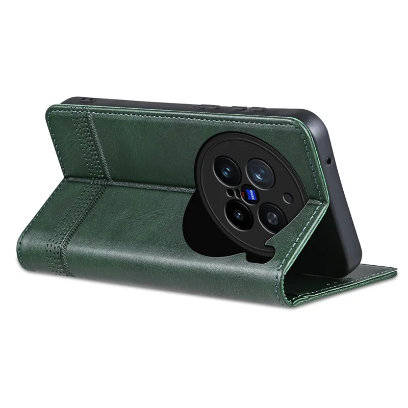 Capa para vivo X200 Pro 5G da AZNS, com textura de couro de vaca e couro sintético, modelo carteira - Verde