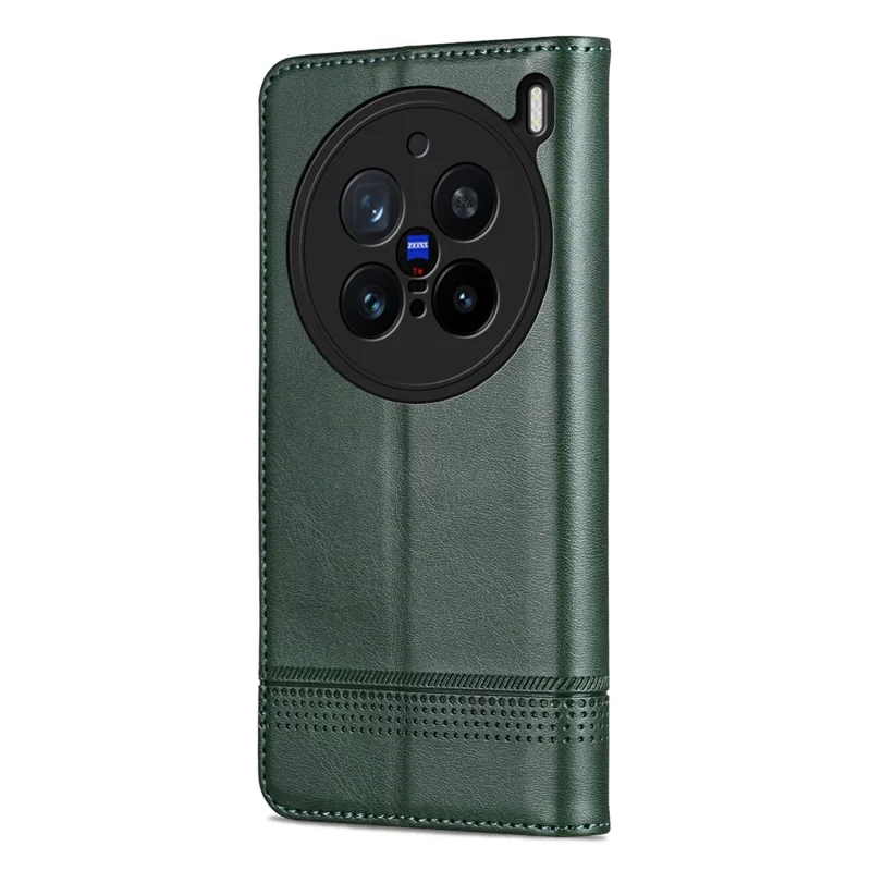 Capa para vivo X200 Pro 5G da AZNS, com textura de couro de vaca e couro sintético, modelo carteira - Verde