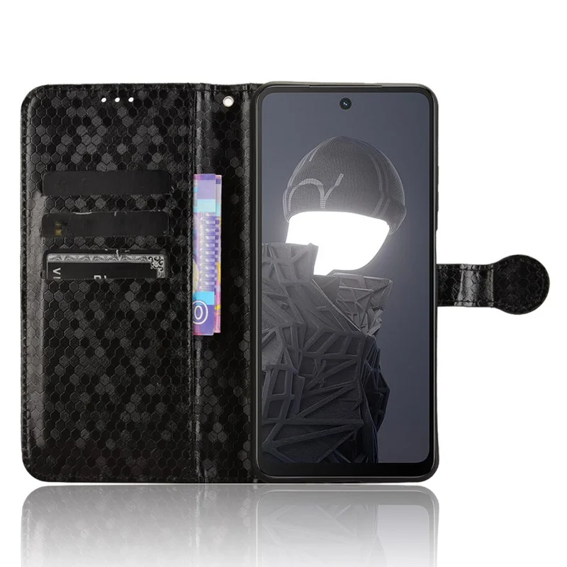For HMD Fusion 5G Wallet Case Dot Pattern Imprint PU Leather Phone Cover - Black