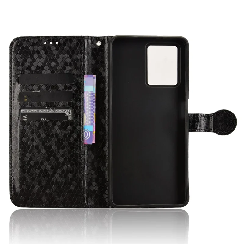 For HMD Fusion 5G Wallet Case Dot Pattern Imprint PU Leather Phone Cover - Black