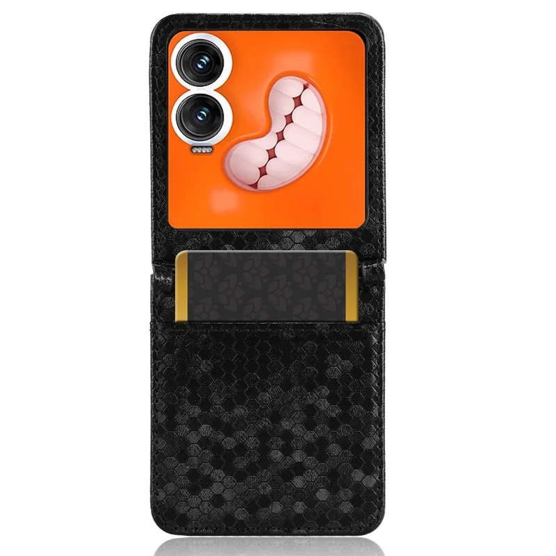 For Infinix Zero Flip 5G Case Dot Pattern Imprint PU Leather Coated PC Phone Cover with Card Holder - Black
