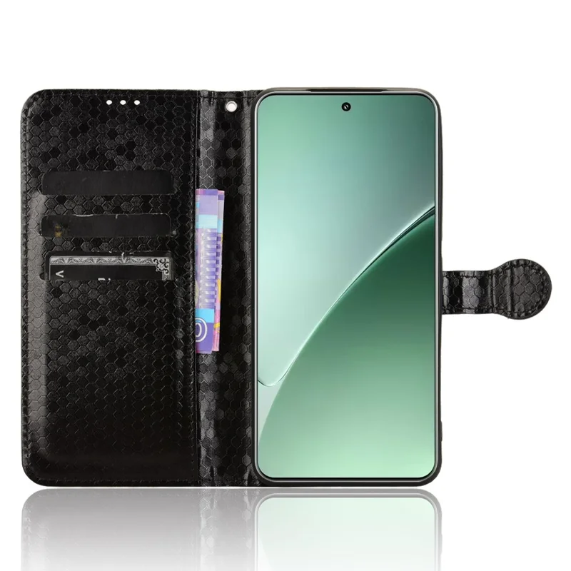 Plånboksfodral med prickmönster för Xiaomi 15 Pro i PU-läder - Svart