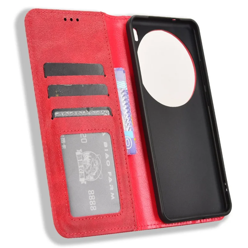 For vivo X200 Pro 5G Leather Case Wallet Stand Retro Texture Phone Cover - Red