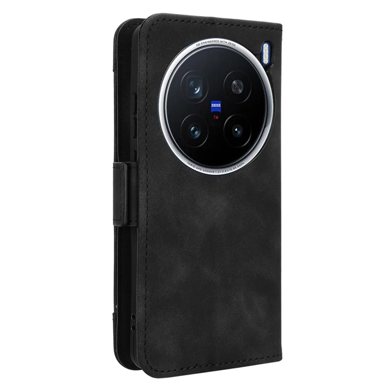 For vivo X200 Pro 5G Leather Case Phone Wallet Cover with Multiple Card Slots - Black
