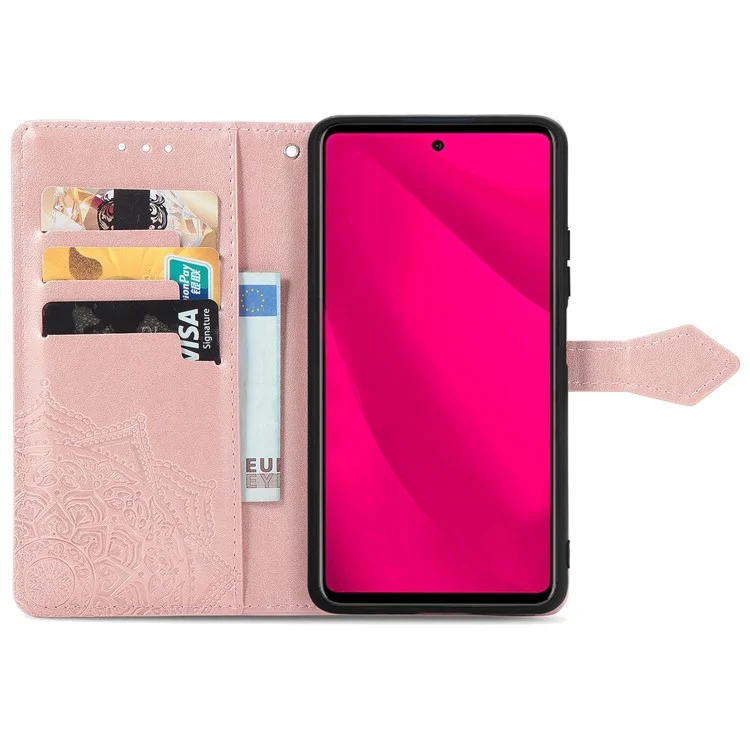 Für vivo Y37 Pro 5G Wallet Case Mandala Blume Leder Handyhülle Ständer Sicht - Roségold