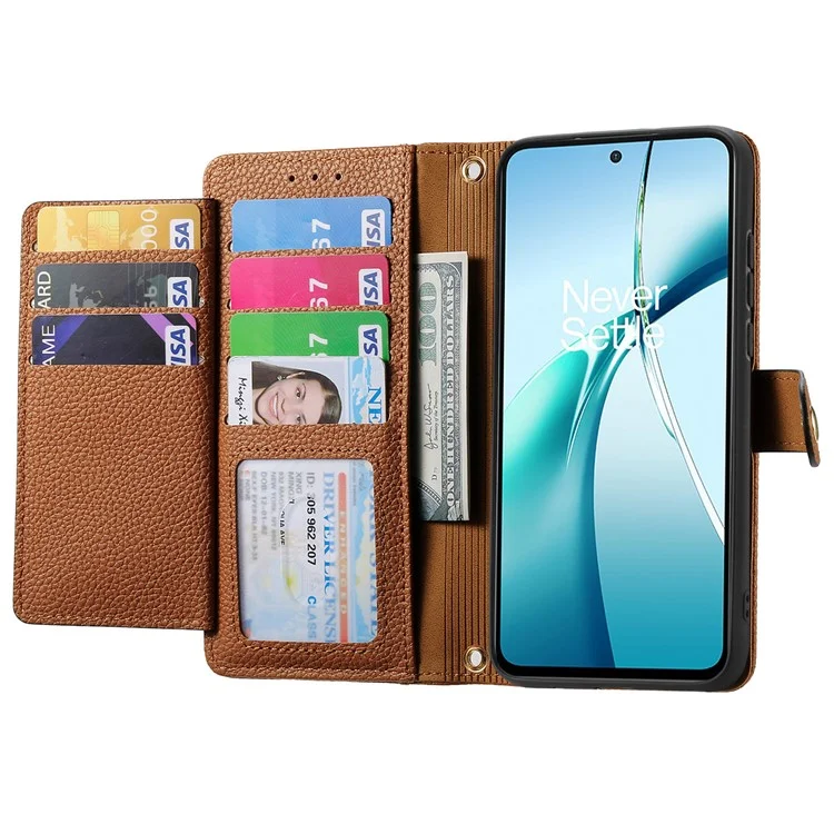 Capa para ZTE Blade A75 4G com bolso com zíper de bloqueio RFID e carteira de couro - Marrom