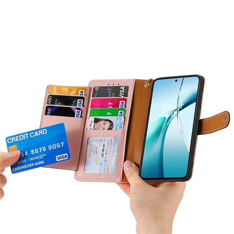 Capa para ZTE Blade A75 4G com bolso com zíper de bloqueio RFID e carteira de couro - Marrom