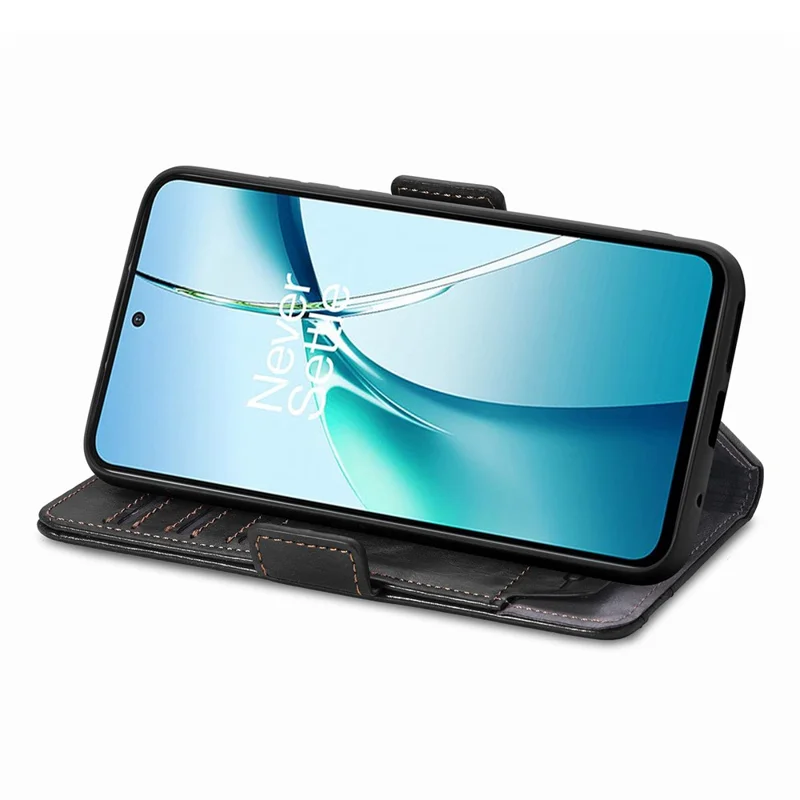 CASENEO 002 Serie für ZTE Blade A75 4G Hülle Ständer Geldbörse Splicing PU-Leder Abdeckung - Schwarz