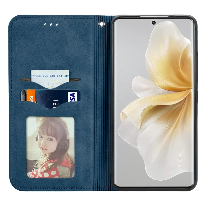 For TCL 50 Pro NxtPaper 5G Case Skin Touch Feeling Leather Card Holder Phone Cover Magnetic Absorption - Dark Blue