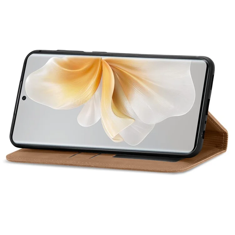 For TCL 50 Pro NxtPaper 5G Case Skin Touch Feeling Leather Card Holder Phone Cover Magnetic Absorption - Brown