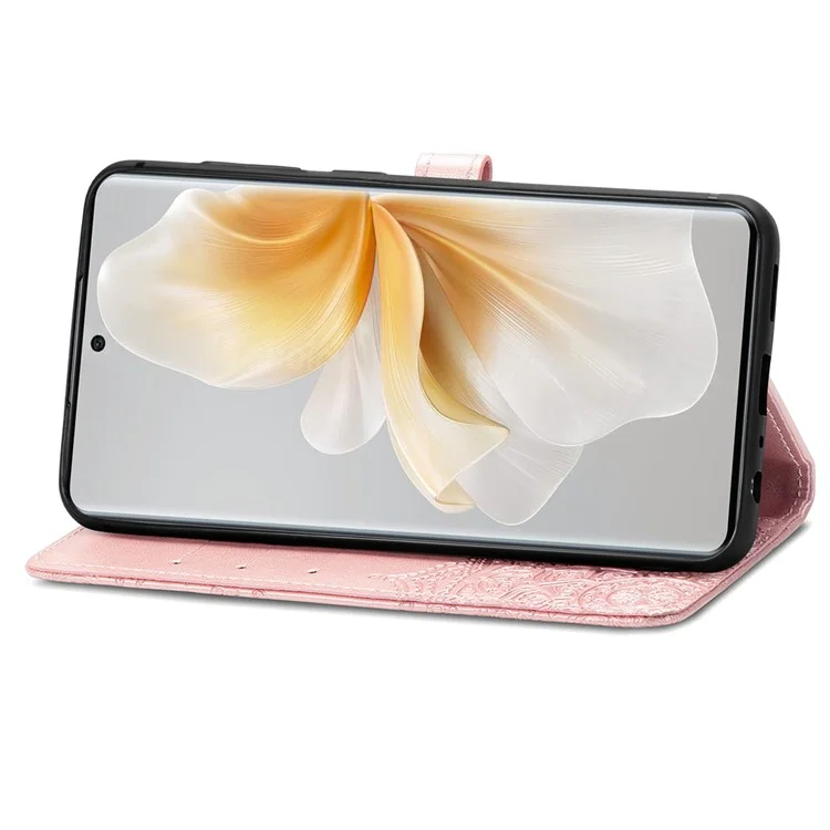 Custodia a portafoglio in pelle con fiore mandala per TCL 50 Pro Nxtpaper 5G, supporto per visualizzazione - Oro Rosa