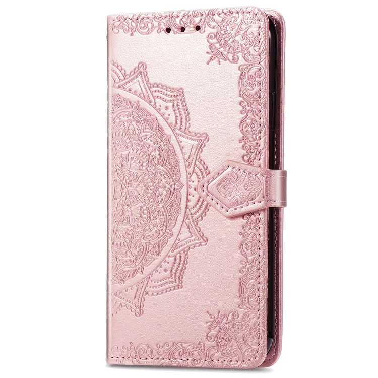 Custodia a portafoglio in pelle con fiore mandala per TCL 50 Pro Nxtpaper 5G, supporto per visualizzazione - Oro Rosa