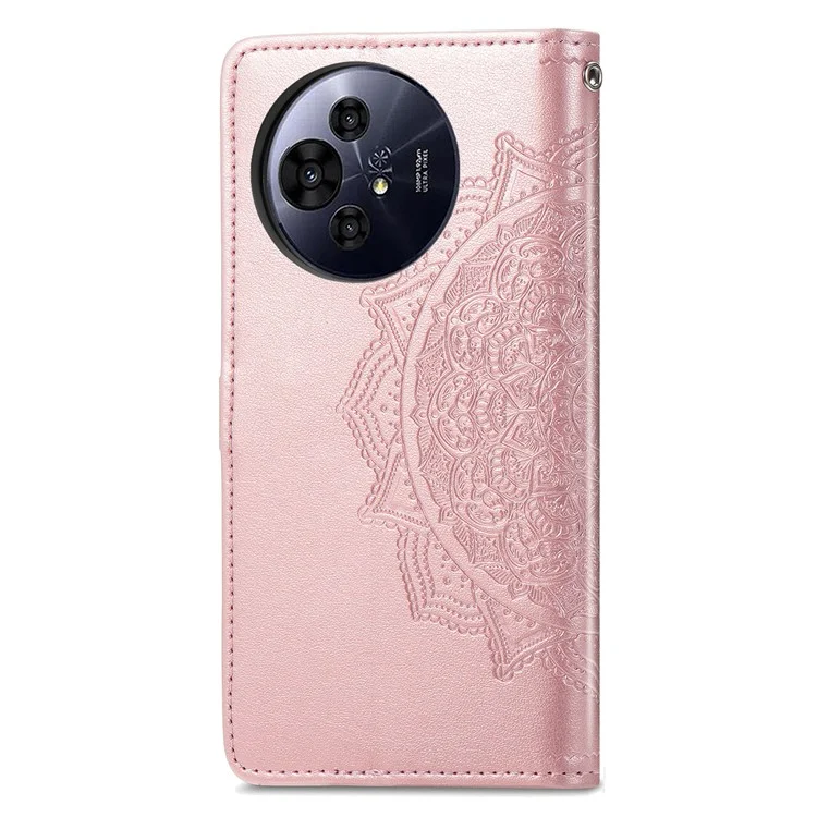 Custodia a portafoglio in pelle con fiore mandala per TCL 50 Pro Nxtpaper 5G, supporto per visualizzazione - Oro Rosa