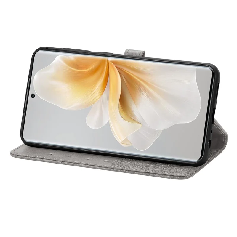 For TCL 50 Pro NxtPaper 5G Wallet Case Mandala Flower Leather Phone Cover Stand View - Grey