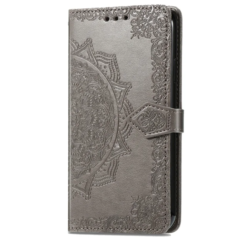 For TCL 50 Pro NxtPaper 5G Wallet Case Mandala Flower Leather Phone Cover Stand View - Grey