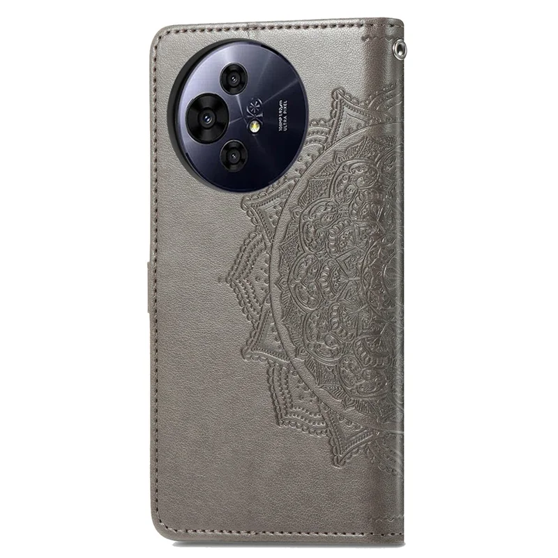 For TCL 50 Pro NxtPaper 5G Wallet Case Mandala Flower Leather Phone Cover Stand View - Grey