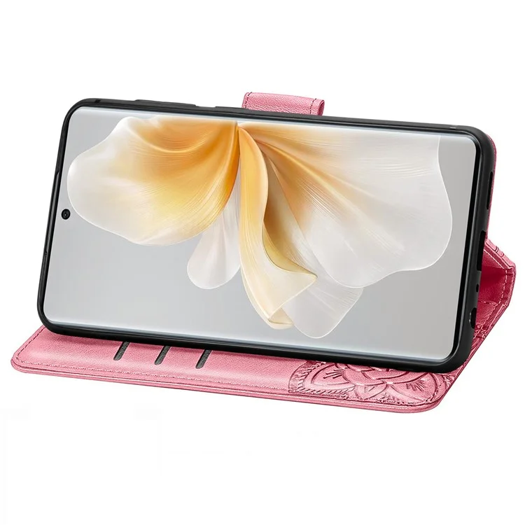 Funda de piel sintética con diseño de mariposa para TCL 50 Pro Nxtpaper 5G - Rosa