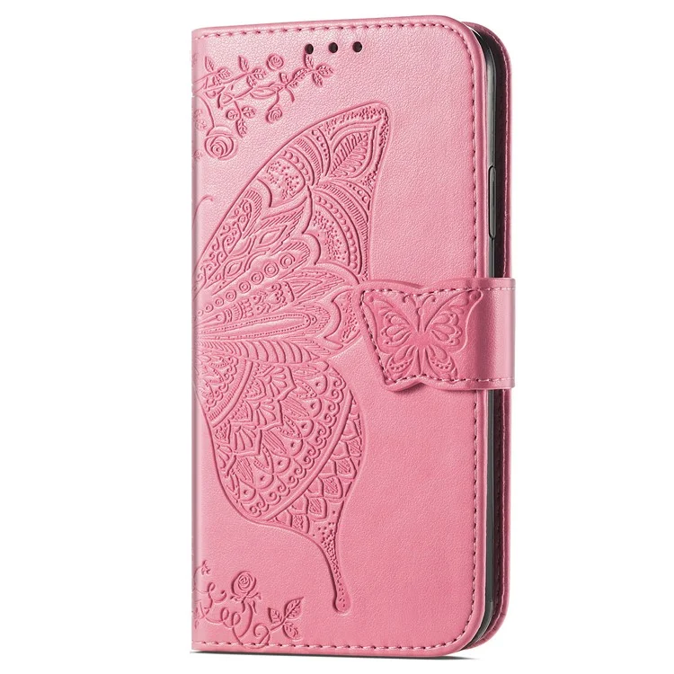 Funda de piel sintética con diseño de mariposa para TCL 50 Pro Nxtpaper 5G - Rosa