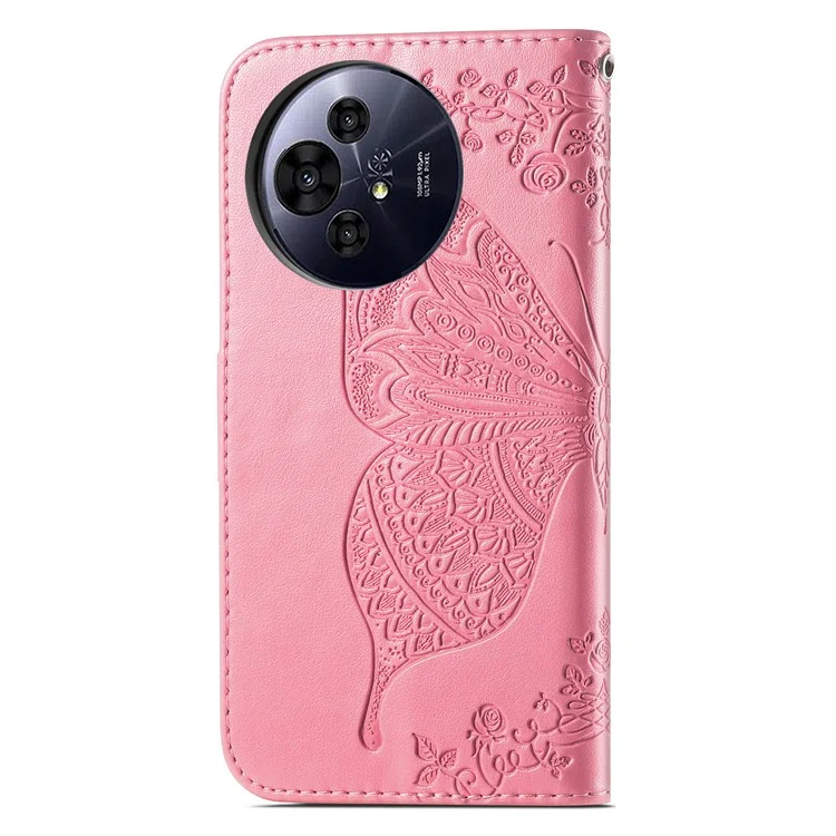 Funda de piel sintética con diseño de mariposa para TCL 50 Pro Nxtpaper 5G - Rosa