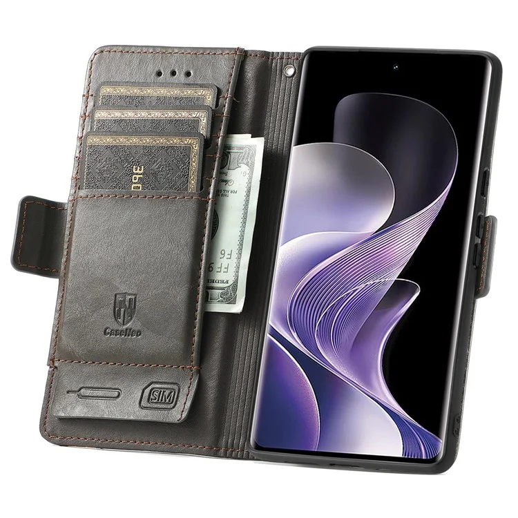 For TCL 50 Pro Nxtpaper 5G Phone Cases CASENEO PU Leather Cover Stand with RFID Blocking Wallet - Grey