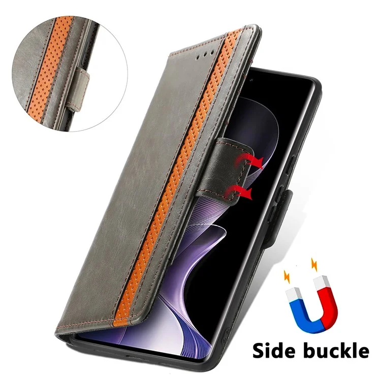 For TCL 50 Pro Nxtpaper 5G Phone Cases CASENEO PU Leather Cover Stand with RFID Blocking Wallet - Grey