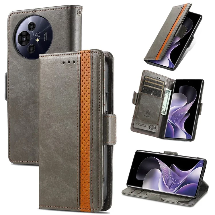 For TCL 50 Pro Nxtpaper 5G Phone Cases CASENEO PU Leather Cover Stand with RFID Blocking Wallet - Grey