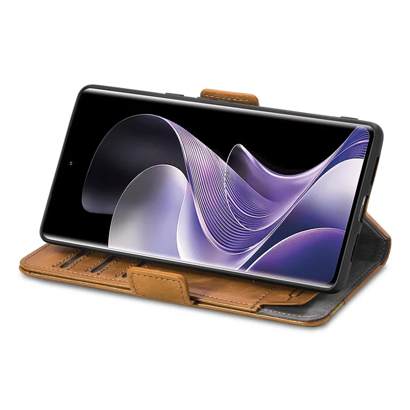 For TCL 50 Pro NxtPaper 5G Phone Cases CASENEO PU Leather Cover Stand with RFID Blocking Wallet - Light Brown