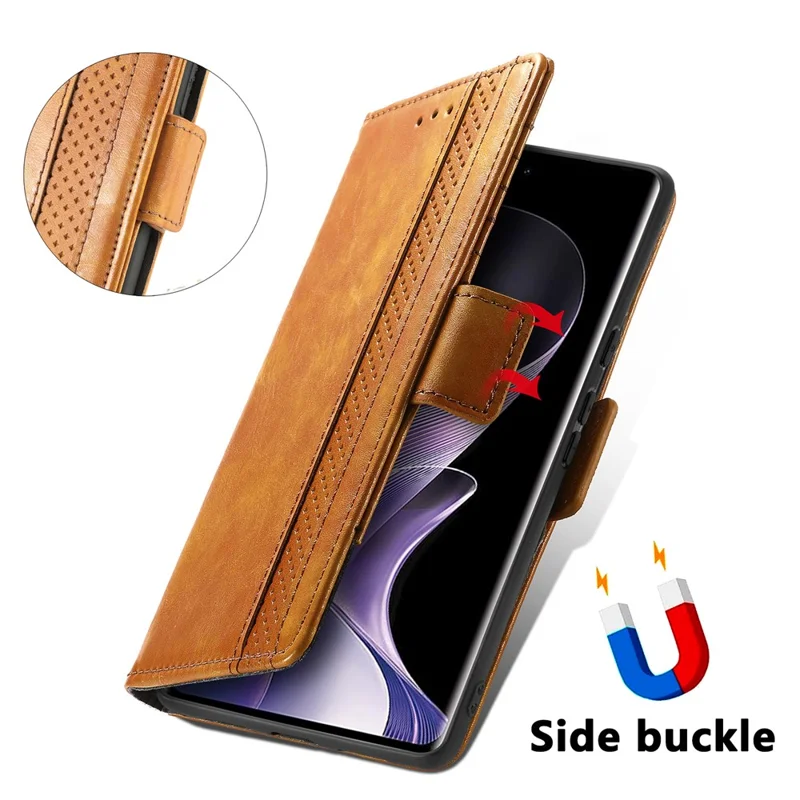 For TCL 50 Pro NxtPaper 5G Phone Cases CASENEO PU Leather Cover Stand with RFID Blocking Wallet - Light Brown