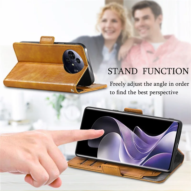 For TCL 50 Pro NxtPaper 5G Phone Cases CASENEO PU Leather Cover Stand with RFID Blocking Wallet - Light Brown