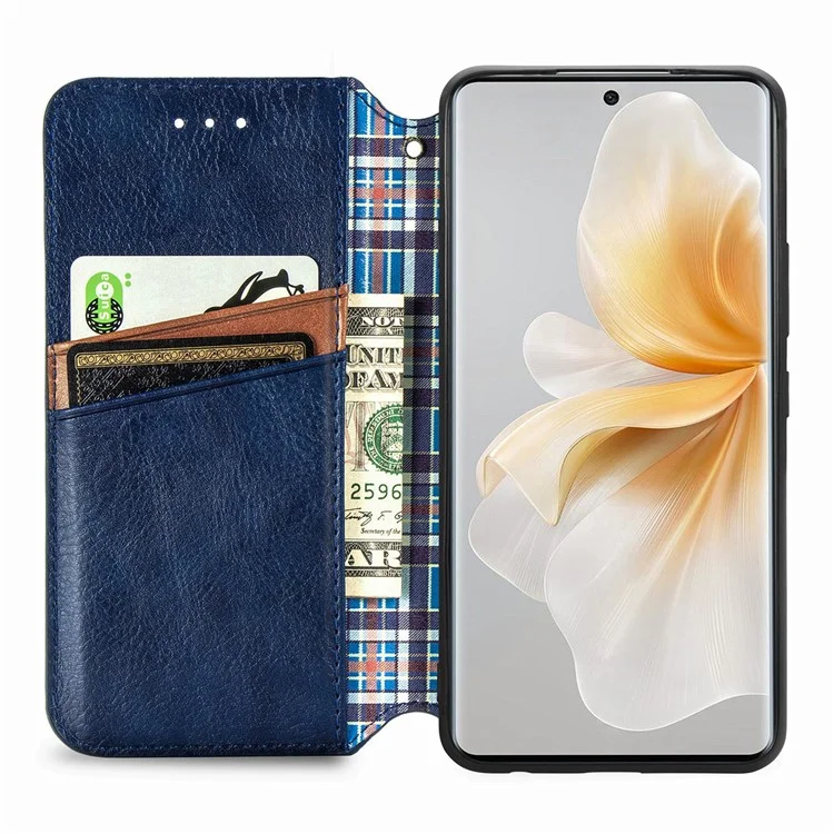 Funda para TCL 50 Pro Nxtpaper 5G, impresión de rombo, cartera de piel PU, funda de teléfono - Azul