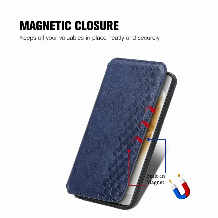 Funda para TCL 50 Pro Nxtpaper 5G, impresión de rombo, cartera de piel PU, funda de teléfono - Azul