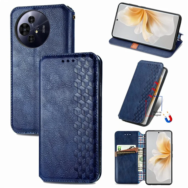 Funda para TCL 50 Pro Nxtpaper 5G, impresión de rombo, cartera de piel PU, funda de teléfono - Azul