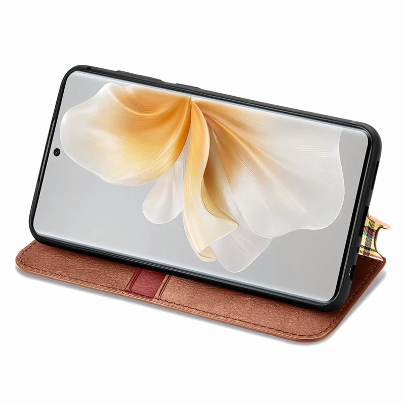 For TCL 50 Pro Nxtpaper 5G PU Leather Case Rhombus Imprint Wallet Stand Phone Cover - Brown