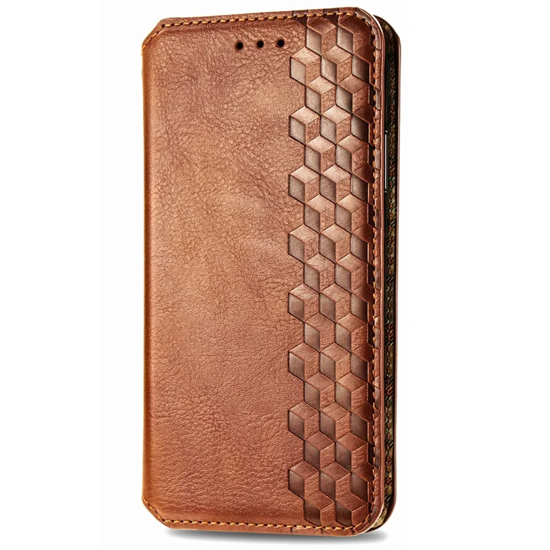 For TCL 50 Pro Nxtpaper 5G PU Leather Case Rhombus Imprint Wallet Stand Phone Cover - Brown