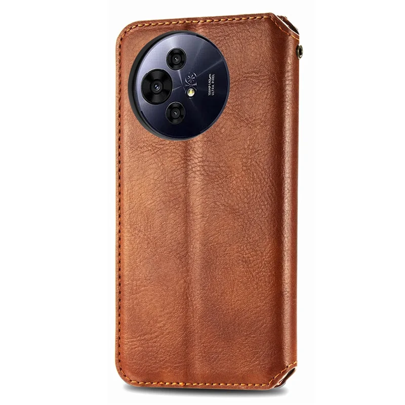 For TCL 50 Pro Nxtpaper 5G PU Leather Case Rhombus Imprint Wallet Stand Phone Cover - Brown