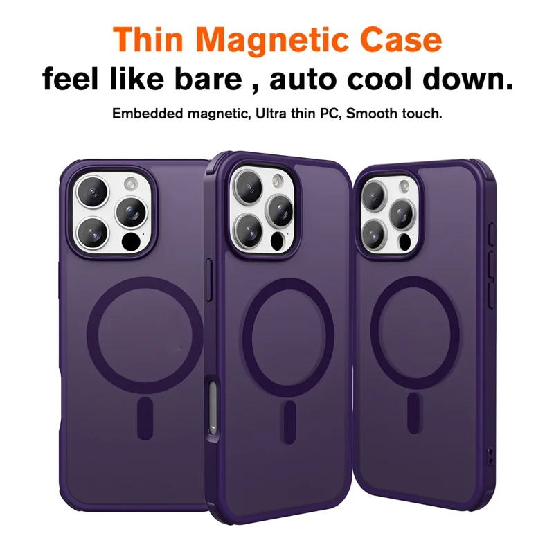 For iPhone 16 Pro Max Magnetic Case Compatible with MagSafe TPU+PC Phone Cover - Purple