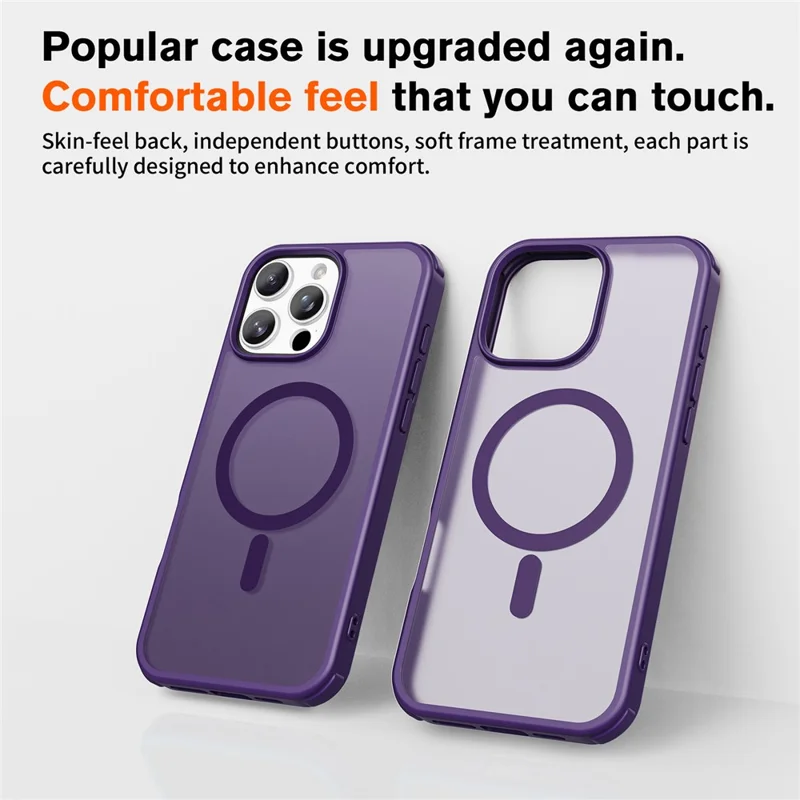 For iPhone 16 Pro Max Magnetic Case Compatible with MagSafe TPU+PC Phone Cover - Purple