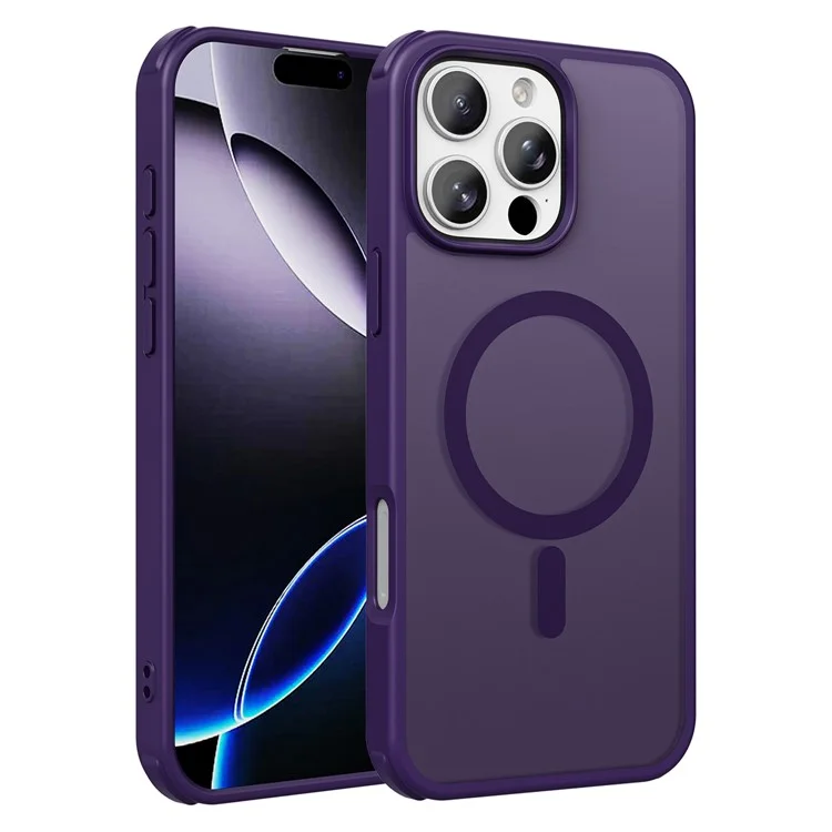 Étui magnétique compatible avec MagSafe pour iPhone 16 Pro, en TPU + PC - Violet