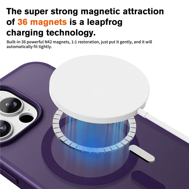 Étui magnétique compatible avec MagSafe pour iPhone 16 Pro, en TPU + PC - Violet